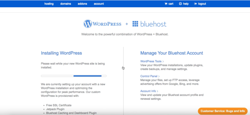 create a wordpress blog using bluehost