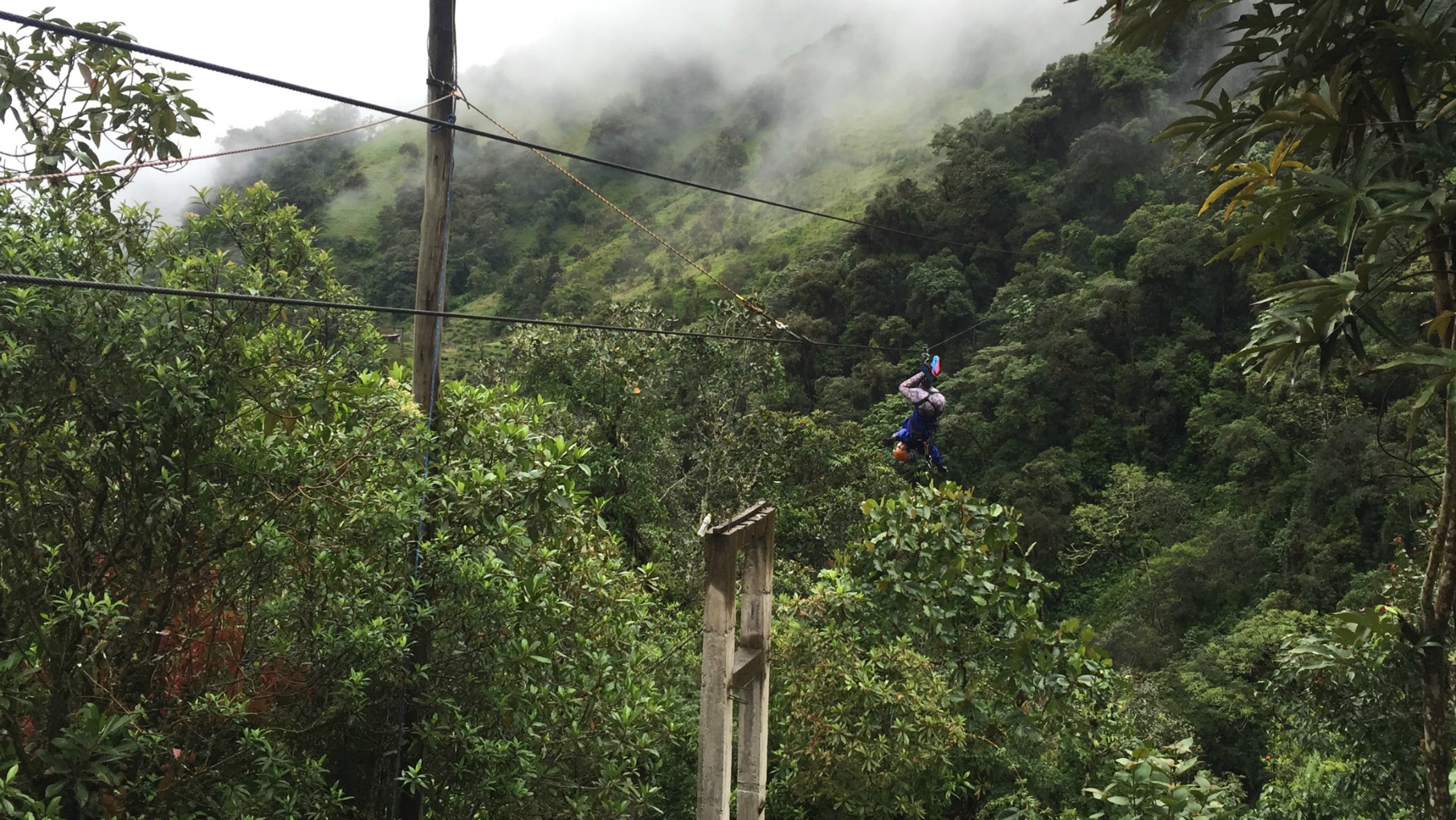 ziplining in Banos Ecuador