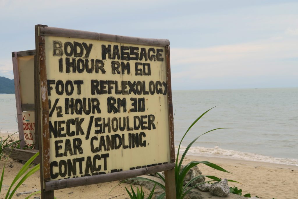 What to do with 3 days in Penang, Malaysia?  How about a massage on the beach in Batu Ferringhi!