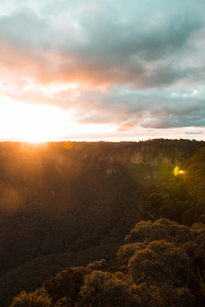 Sublime Point lookout Blue Mountains sunset