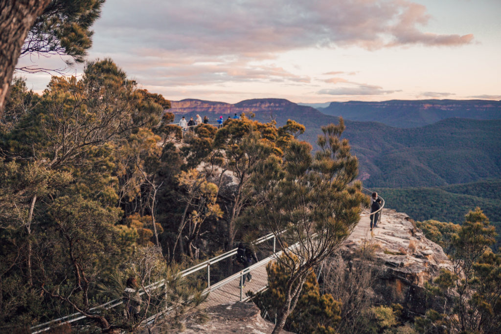 Sublime Point lookout Blue Mountains sunset