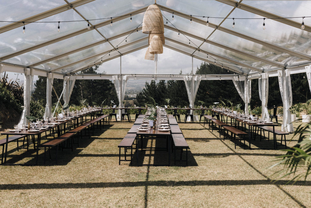 Clear marquee wedding Twelve Tables New Zealand