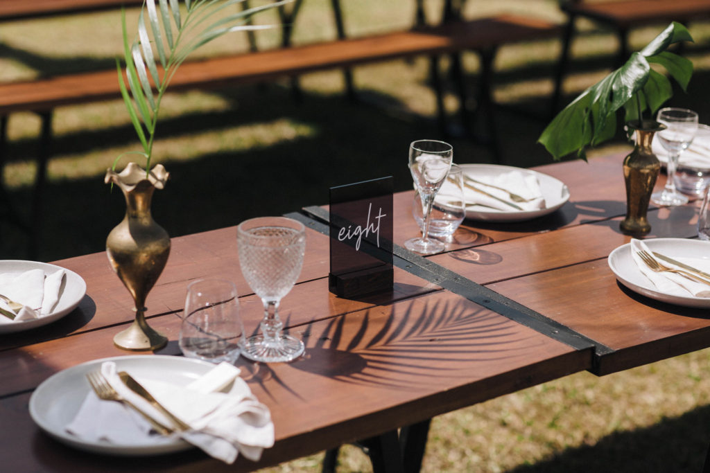 Wedding Reception Table setting inspiration  minimal tropical