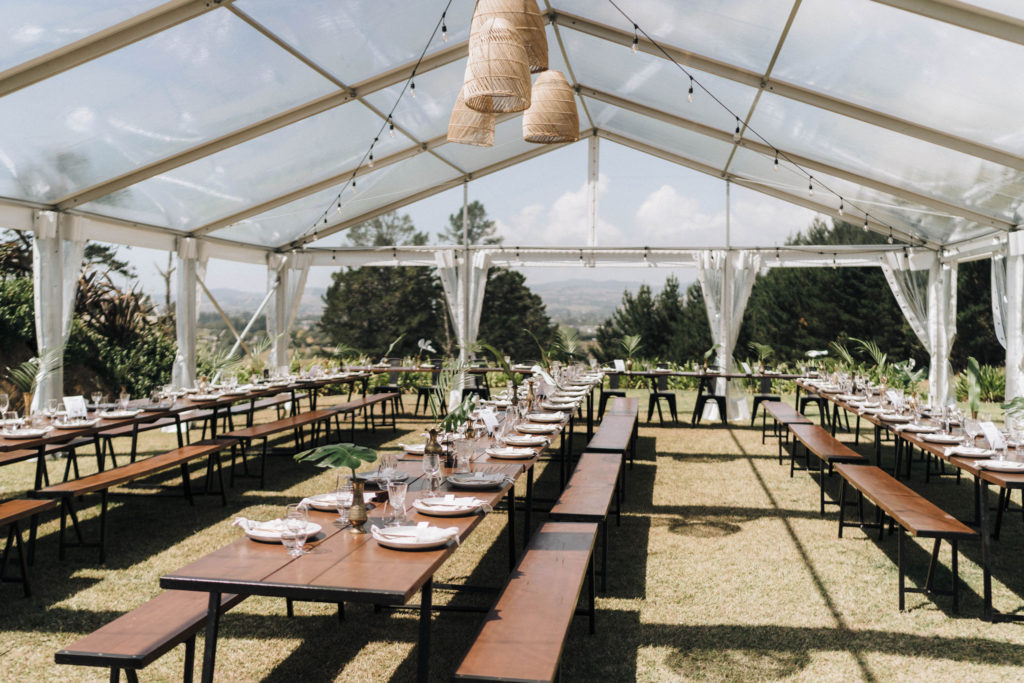 Clear marquee wedding Twelve Tables New Zealand